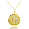 14K Polished Gold Medallion Star of David Diamond Pendant Necklace