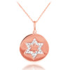 14K Polished Rose Gold Medallion Star of David Diamond Pendant Necklace