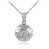 Soccer Ball White Gold Sports Charm Pendant Necklace