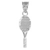 Small Tennis Racquet White Gold Charm Sports Pendant Necklace