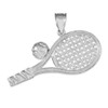 White Gold Tennis Racquet and Ball Pendant Necklace