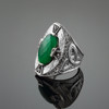 Green Stone Silver Celtic Trinity Ring