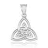 White Gold Celtic Knot Charm Triquetra Pendant Necklace