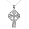 Sterling Silver Celtic Cross Diamond Pendant Necklace