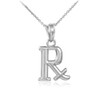 White Gold Rx Prescription Symbol Charm Pendant Necklace