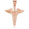 Rose Gold Caduceus Charm Pendant Necklace