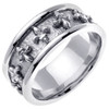 14k White Gold Fleur-De-Lis Wedding Band (9 mm)