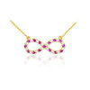 14K Gold Diamond and Ruby Infinity Necklace