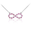 14K White Gold Diamond and Ruby Infinity Necklace