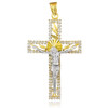 Two-Tone Gold CZ Crucifix Pendant