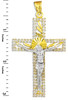 Two-Tone Gold CZ Crucifix Pendant