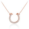 14K Rose Gold Diamond Horseshoe Necklace