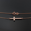 14K Rose Gold Sideways Cross Cute Diamond Necklace