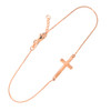 14K Solid Rose Gold Sideways Cross Cute Bracelet