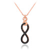 Vertical infinity necklace with black cubic zirconia in 14k rose gold.