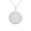 White Gold Letter "S" Initial Diamond Disc Pendant Necklace