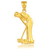 Gold Putter Golfer Sports Charm Pendant