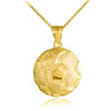 Gold Textured Soccer Ball Sports Pendant Necklace