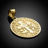 Gold Reversible Christian Graduation Medallion Charm Pendant