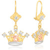 Tri-tone Quinceanera Crown CZ Earrings