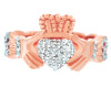 Rose Gold Diamond Pave Claddagh Unisex Ring (0.50 carat)