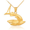 Textured Gold Shark Pendant Necklace