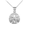 Polished Sterling Silver Sand Dollar Charm Pendant Necklace