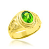 Gold Celtic Emerald Green Oval CZ Men's Ring