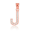 Rose Gold Letter "J" Diamond Initial Pendant Necklace