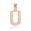 Rose Gold Letter "U" Diamond Initial Pendant Necklace