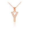 Rose Gold Letter "Y" Diamond Initial Pendant Necklace