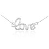 14K White Gold "Love" Script Necklace
