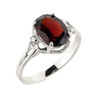 White Gold Ladies Genuine Garnet Gemstone Ring