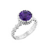 Sterling Silver Checkerboard Cut Lab Created Amethyst Gemstone Ring