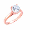 14k Rose Gold Round CZ Engagement Ring