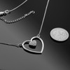 14K White Gold Open Heart Diamond Pave Heart Enclosure Necklace