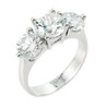 Sterling Silver 3 Stone Cubic Zirconia Engagement Wedding Ring