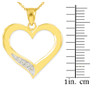 Yellow Gold Open Heart Diamond Pendant Necklace