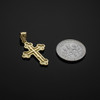 Solid Gold Eastern Orthodox Cross Charm Pendant Necklace