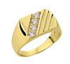 Channel Set Diamond Men's Ring in Yellow Gold