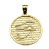 Solid Gold Eye of Horus Round Charm Pendant (13 steps)