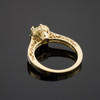 Yellow Citrine Halo Diamond Pave Gold Engagement Ring