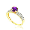 Amethyst Gemstone Gold Diamond Pave Engagement Ring