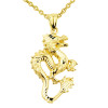 Yellow Gold Diamond Cut Dragon Charm Pendant Necklace