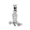 Solid White Gold Cowboy Boot Charm Pendant