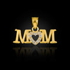 14K Gold MOM Diamond Studded Heart Pendant Necklace