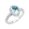 White Gold Aquamarine and Diamond Engagement Ring