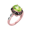 Rose Gold Peridot and Diamond Proposal Ring