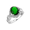 White Gold (LCE) Emerald and Diamond Infinity Engagement Ring