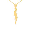 Yellow Gold Thunderbolt Charm Pendant Necklace